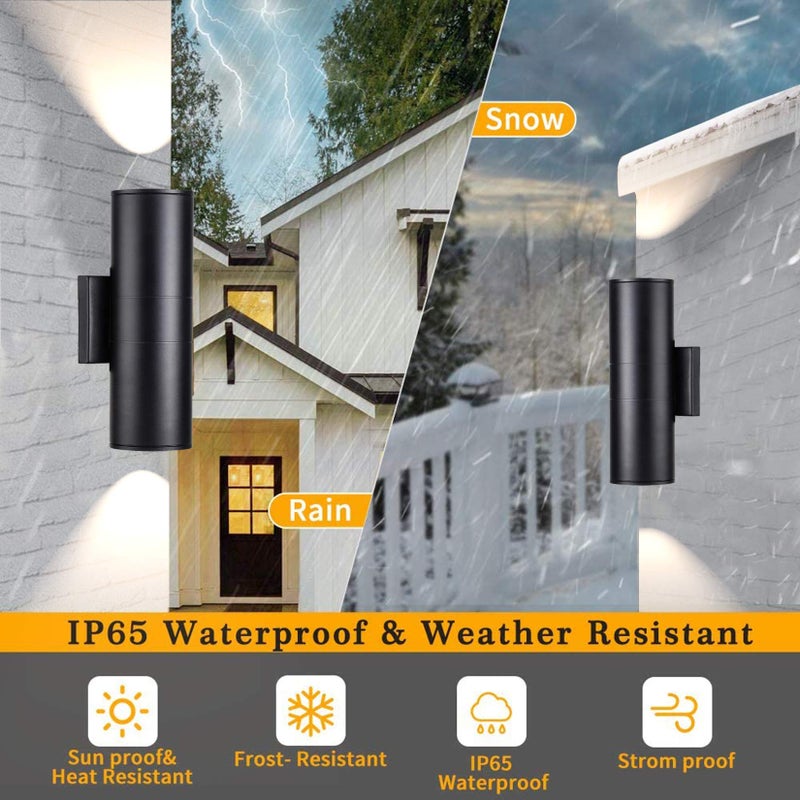 Tipace Black Modern Outdoor Porch Lights up Down Lights Exterior Cylinder Patio Light, Waterproof Exterior Wall Light Fixtures for Courtyard,entryway,Garage (Bulbs Not Included) - Image 4